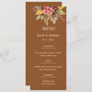 Fall Terracotta Autumn Floral Fall Wedding Food  Menu