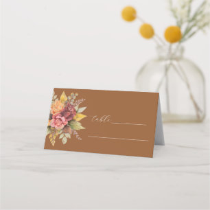 Fall Terracotta Boho Floral Rustic Wedding Place Card