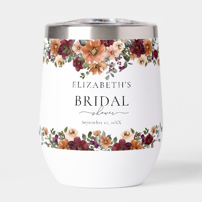 Fall Terracotta Burgundy Floral Bridal Shower (Front)