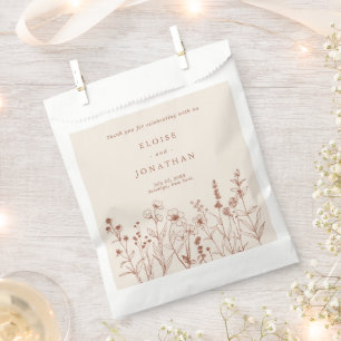 Fall Terracotta Burnt Orange Wildflower Wedding  Favour Bags