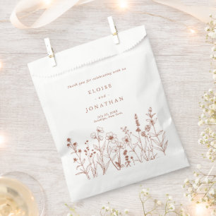 Fall Terracotta Burnt Orange Wildflower Wedding  Favour Bags