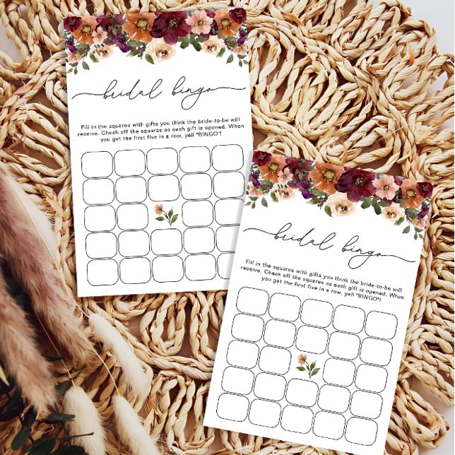 Fall Terracotta Floral Bridal Shower Bingo Game (Creator Uploaded)
