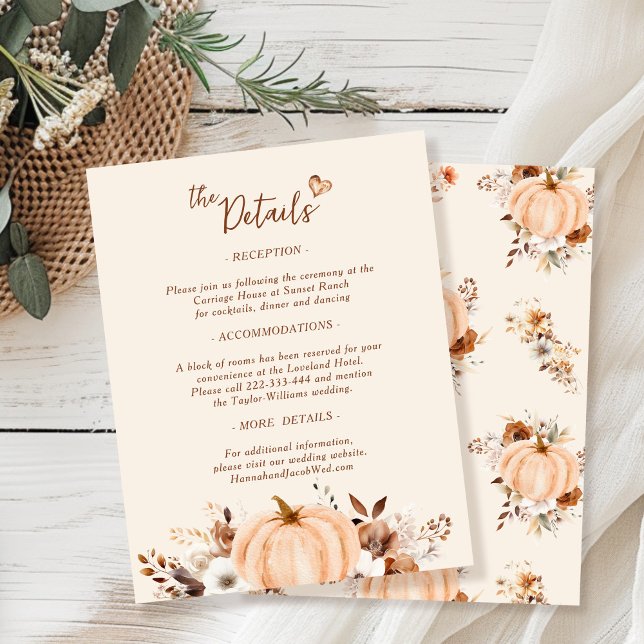 Fall Terracotta Floral Wedding Details Enclosure Card (Creator Uploaded)
