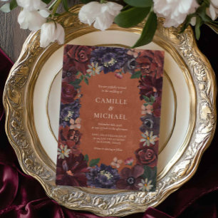 Fall Terracotta Floral Wedding Invitation