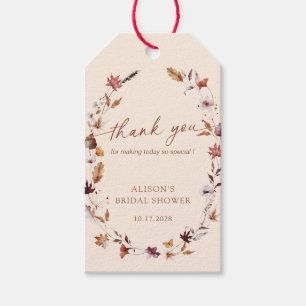 Fall Terracotta Leaf Wreath  Bridal Shower Gift Tags