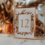 Fall Terracotta Leaves Botancial Wedding Table Number<br><div class="desc">Fall Terracotta Leaves Botancial Wedding Table Number. This elegant and rustic wedding table number features hand-painted watercolor burnt orange and terracotta leaves,  cream and beige dahlias,  and beautiful rust-coloured roses perfect for a fall or autumn wedding!</div>