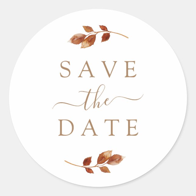 Fall Terracotta Leaves Save The Date Envelope Seal (Front)