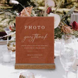 Fall Terracotta Wedding Photo Guest book Acrylic Sign