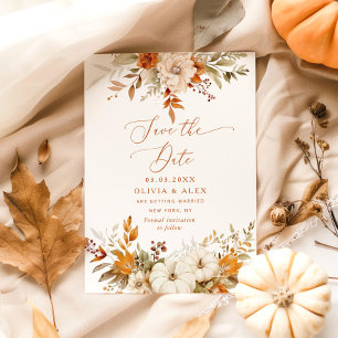 Fall terracotta Wedding Save the Date Invitation
