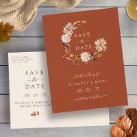 Fall Terracotta Wreath Wedding Save the Dates