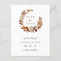 Fall Terracotta Wreath Wedding Save the Dates