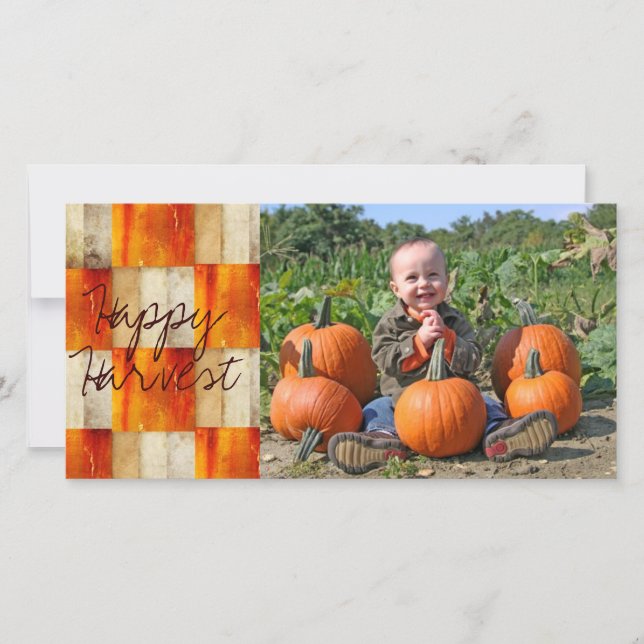 Fall textured block photocard holiday card (Front)