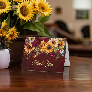 Fall thank you burgundy roses sunflowers