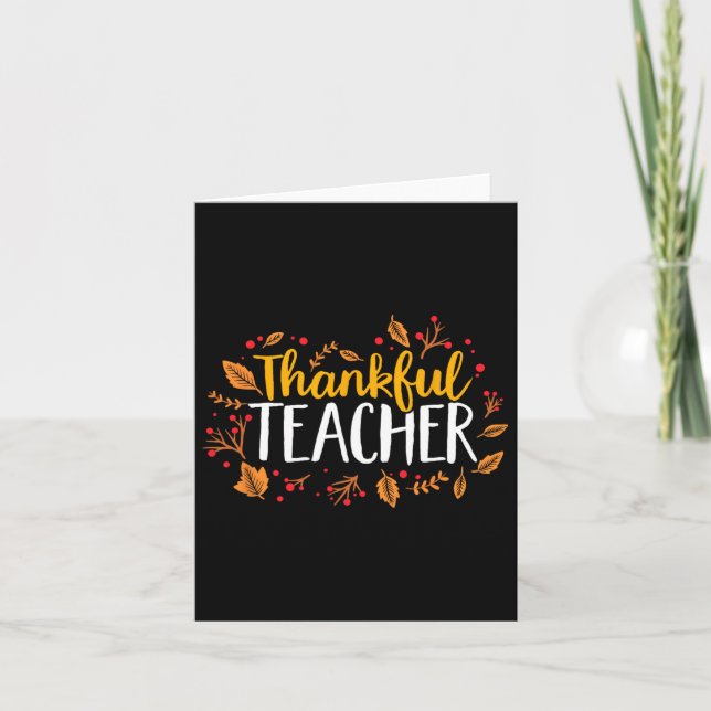 Fall Thankful Teacher Thanksgiving  Card (Front)