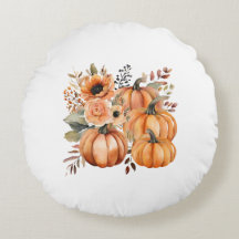 Fall Thanksgiving Boho watercolor Pumpkin Florals 
