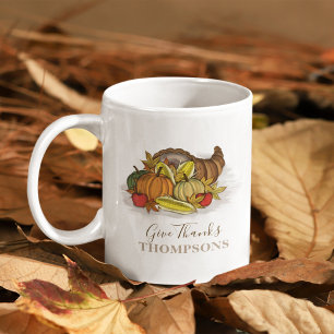 Fall Thanksgiving Cornucopia Personalised Coffee Mug