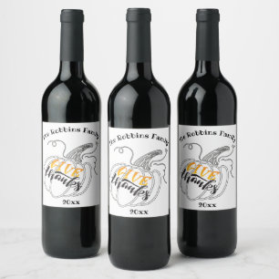 Fall Thanksgiving Minimalist Elegant Pumpkin Wine Label