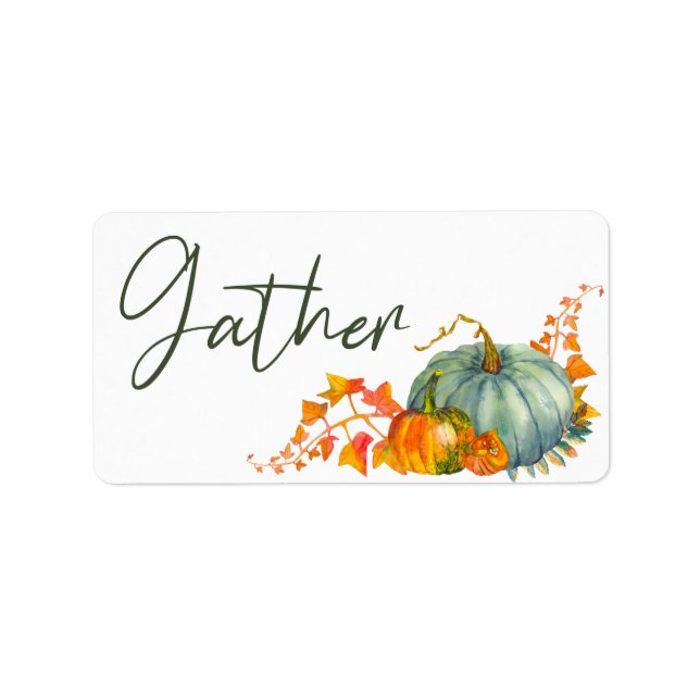 Fall Thanksgiving Orange Pumpkins Leaf Envelope Label (Front)