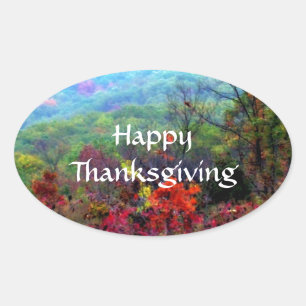 Fall Thanksgiving Photograph Oval Sticker