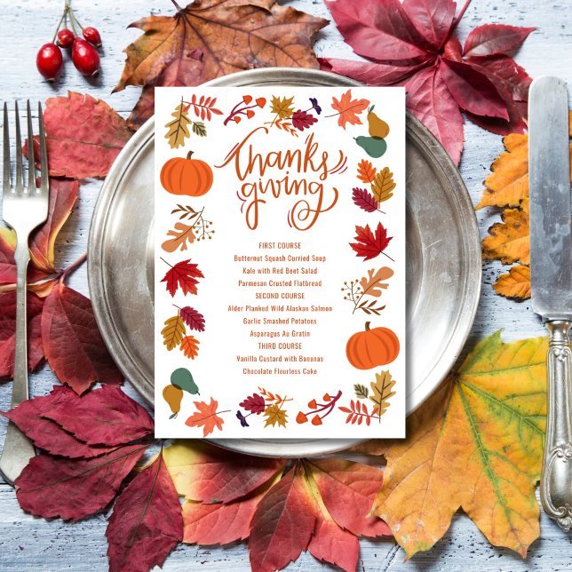 Fall Thanksgiving Printable Menu (Creator Uploaded)