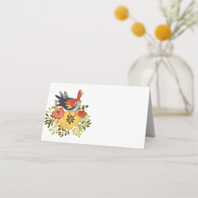 Fall Thanksgiving Turkey Place Card (Front)
