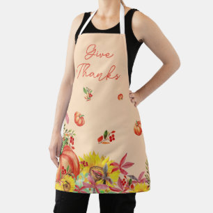 Fall Thanksgiving Watercolor Pumpkin Apron