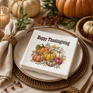 Fall Thanksgiving Watercolor Pumpkin Napkin