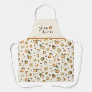 Fall Thanksgiving Watercolor Pumpkin Pattern Apron