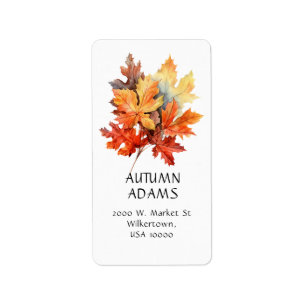 FALL THEME AUTUMN COLORS LEAVES LABEL