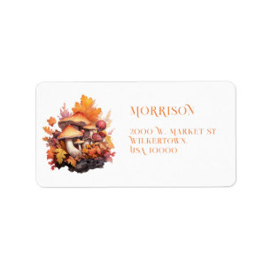 FALL THEME AUTUMN COLORS MUSHROOM LABEL