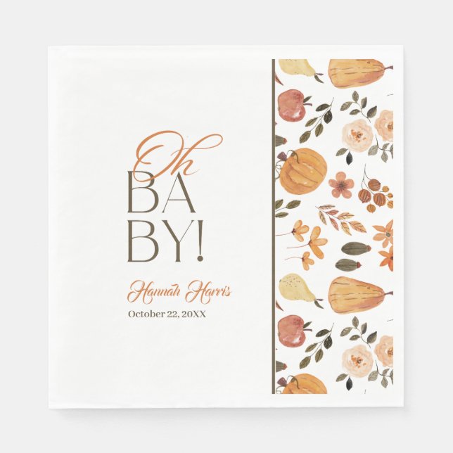 Fall Theme Baby Shower  Napkin (Front)