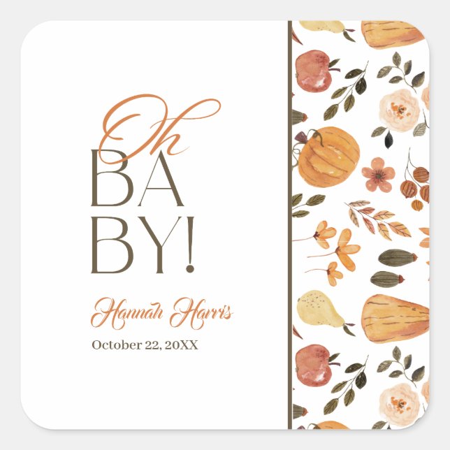 Fall Theme Baby Shower  Square Sticker (Front)