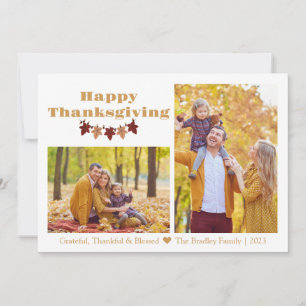 Fall Theme Happy Thanksgiving family photo Holiday Card