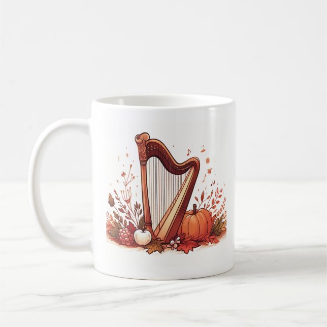 Fall Theme Harp Pumpkin Mug (Left)