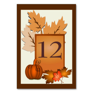 Fall Theme Wedding Table Number
