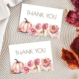 Fall themed boho bridal shower wedding thank you card