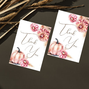 Fall themed boho bridal shower wedding thank you card