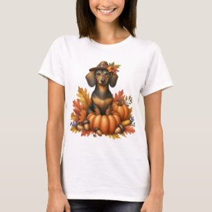 FALL THEMED DACHSHUND DOG WITH PUMPKINS T-Shirt