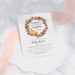 Fall Themed Sweet Little Pumpkin Baby Shower Invitation Postcard