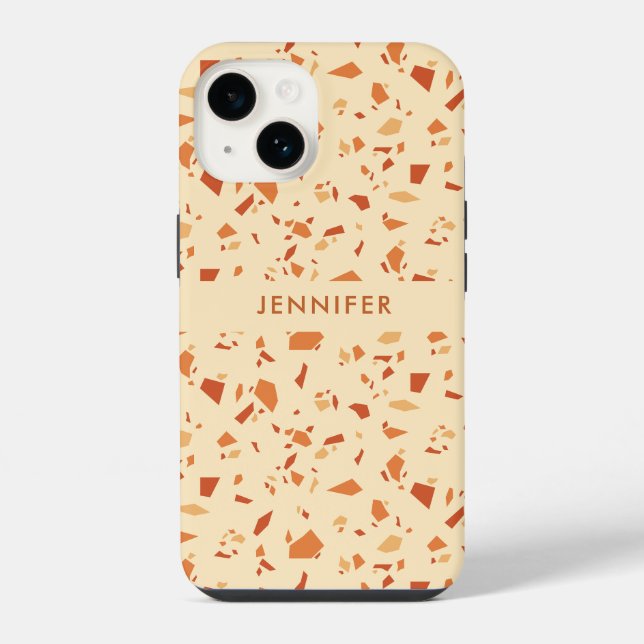 Fall Themed Terrazzo Pattern Personalised iPhone Case (Back)