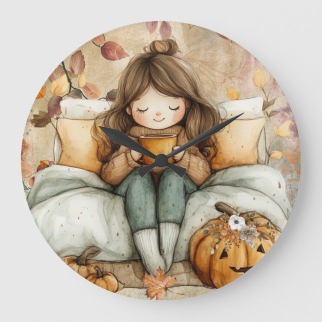 Fall Themed, Warm and Cosy Wall Clock (Front)