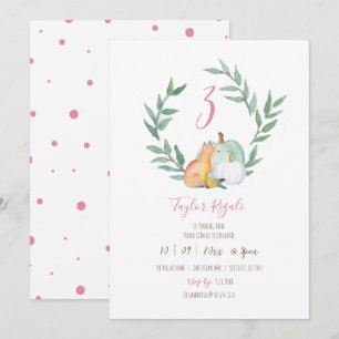 Fall Themed Woodland Birthday Party Invitation