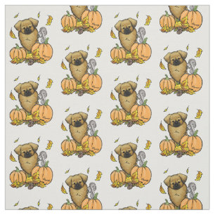 Fall Tibetan Spaniel (Brown) Dog Pumpkins Cute Fabric