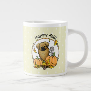 Fall Tibetan Spaniel (Brown) Dog Pumpkins Cute Large Coffee Mug