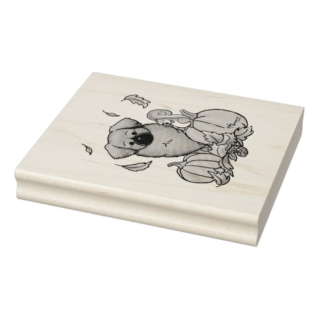 Fall Tibetan Spaniel (Brown) Dog Pumpkins Cute Rubber Stamp (Stamp)