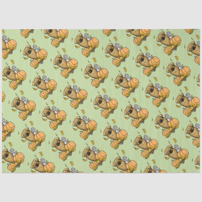Fall Tibetan Spaniel (Brown) Dog Pumpkins Cute Tissue Paper (Front)