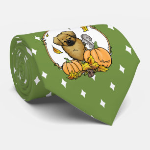 Fall Tibetan Spaniel (Brown) Dog Pumpkins Fun Tie