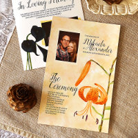 Fall Tiger Lilies Wedding Ceremony Program