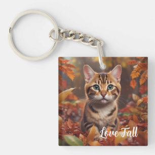 Fall Time Cat  Key Ring