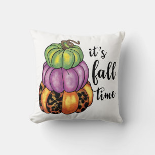 Fall Time Quote Colourful Pumpkins Crafty Cushion